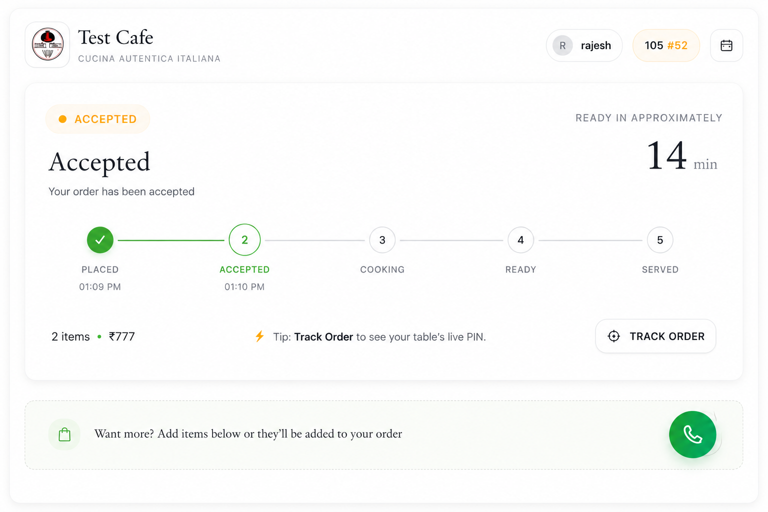 QRoma — Customer ordering